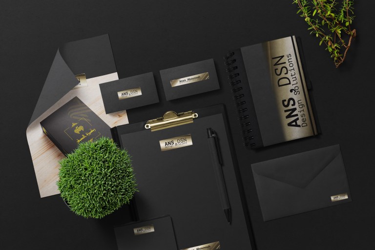 ANSdSN black and gold stationery system